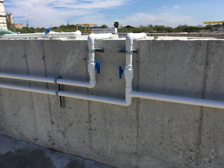 water pipes mounted on concrete