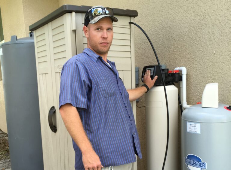 water treatment technician with tanks