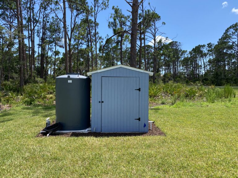 Water treatment shed outside