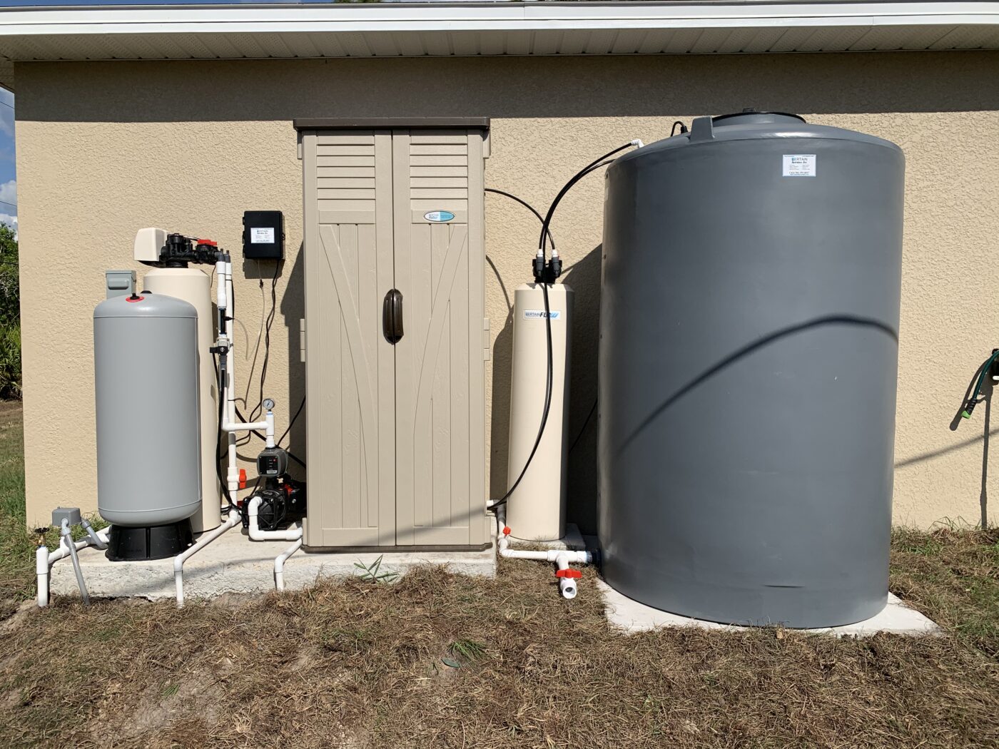 Water treatment closet outside