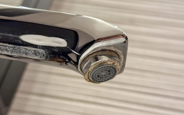 hard water stains on faucet