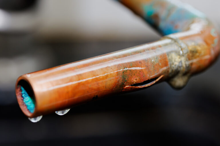 Copper pipe damage from chloride corrosion